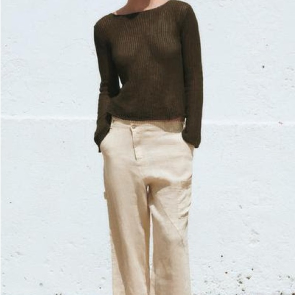 Zara khaki crochet top